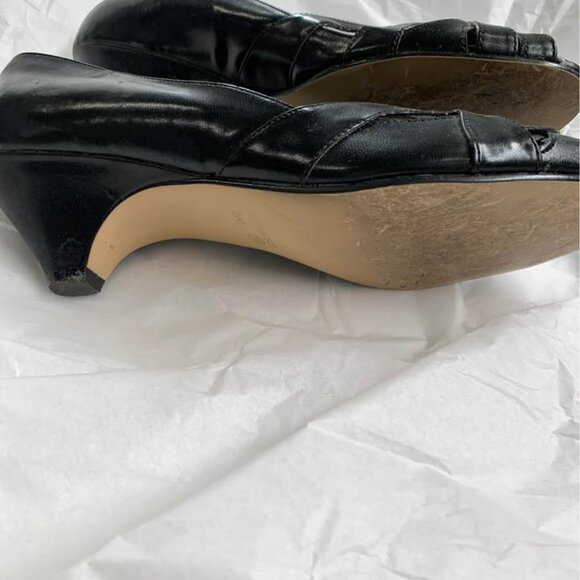Vintage Young N Fair Open Toes black shoes Sz 9 - Picture 4 of 4
